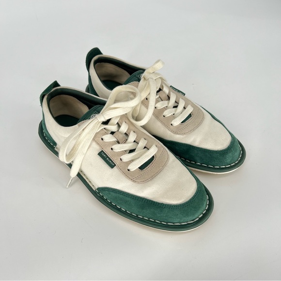 TORY BURCH Mineral Green Ivory Canvas Marina Boat Sneaker 8M - Picture 2 of 11